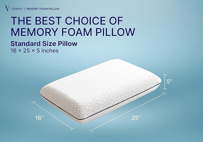 Vaverto Memory Foam Pillow 2-Pack – Cooling Gel-Infused Orthopedic Pillows for Neck and Shoulder Pain Relief, Firm Support with Removable Viscose Made from Bamboo Covers – Set of 2 Standard Size