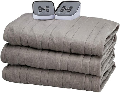 OakRidge Digital Comfort Fleece Heated Queen Blanket - Grey, 100% Polyester, Machine Washable, Oeko-TEX Certified, Perfect for Warm Nights, Controlled Heat Settings
