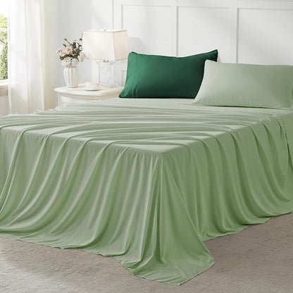 Anluoer Twin Comforter Set,Emerald Green&Sage Bed in a Bag 5 Piece,Lightweight Bedding Set with Soft Down Alternative Fill,Bed Set Includes Comforter, Fitted Sheet, Flat Sheet,Pillowcase and Sham