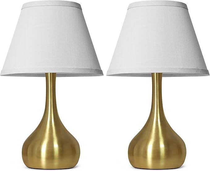 17” Touch Table Lamp for Bedroom Set of 2, 3-Way Dimmable Bedside Lamp for Nightstand, Modern Metal Desk Lamp with Linen Shade for Living Room, Kids Reading, Dorm, Home Office Decor, Bulb Included