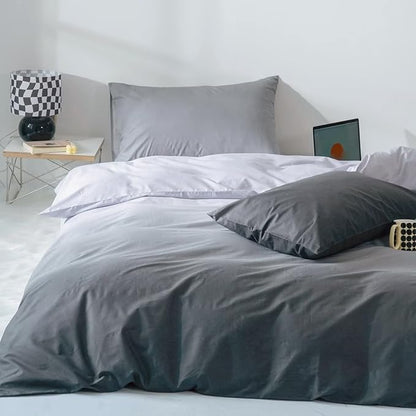 KAREVER Gradient Gray Comforter Set Ombre White Gray Bedding Set Twin Boys Girls Aesthetic Comforter 3 PCs Bed Blanket Set Twin