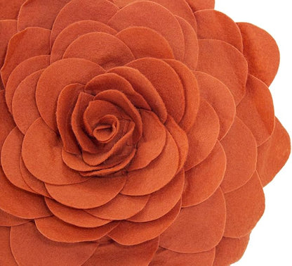 Fennco Styles Eva's Flower Garden Decorative Filled Throw Pillow 13" Round - Terracotta Floral Accent Pillow for Home, Couch, Bed, Living Room, Holiday and Office Décor