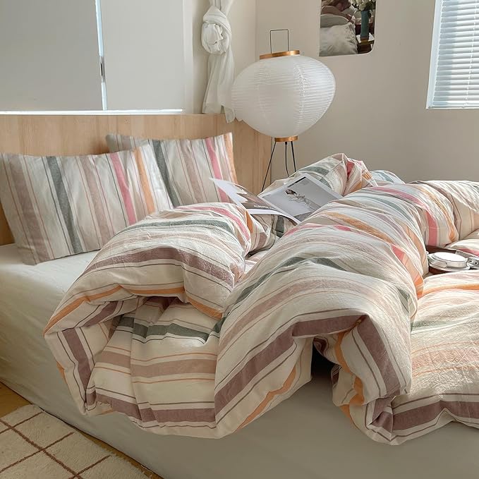 HighBuy Twin XL Comforter Set Boho Geometric Striped Pattern Comforters Fluffy Bedding Comforter Sets 3 Piece Hotel Quilted Striped Bedding Set Comforter for Twin XL Size Bed 2 Pillowcases