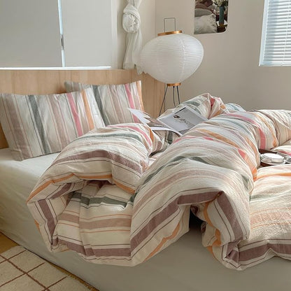 HighBuy Twin XL Comforter Set Boho Geometric Striped Pattern Comforters Fluffy Bedding Comforter Sets 3 Piece Hotel Quilted Striped Bedding Set Comforter for Twin XL Size Bed 2 Pillowcases
