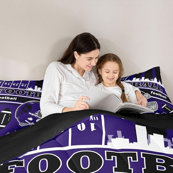 Feelyou Football Bedding Set Boys Girls Twin Size Rugby Sports Comforter Set Sports Themed Women Men Football City Duvet Quilt Bedroom Decor