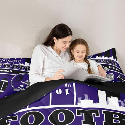 Feelyou Football Bedding Set Boys Girls Queen Size Rugby Sports Comforter Set Sports Themed Women Men Football City Duvet Quilt Bedroom Decor