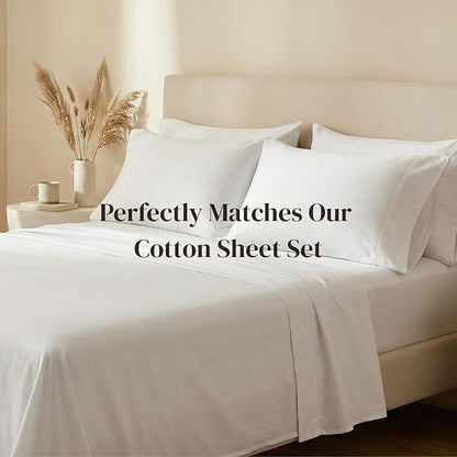 Beckham Hotel Collection 100% Cotton Pillow Cases Standard/Queen Size Set of 2, 500TC, Luxury Sateen Pillowcases, Open End, Breathable, Moisture-Wicking, White