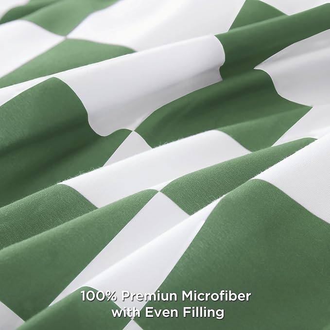 Andency Green Checkered Comforter Full(79x90Inch), Plaid Gingham Buffalo Grid Bedding Comforter Sets for Boys Kids Teens, 3 Pieces Lightweight Microfiber Geometric Preppy Bed Set