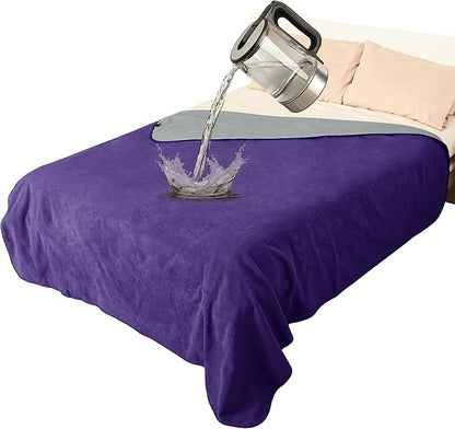 Catalonia Waterproof Blanket for Bed, Reversible Fleece Bed Sofa Cover, Washable Liquid Proof Furniture Protector