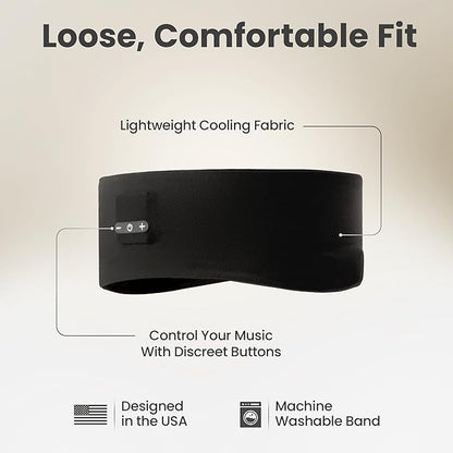 SleepSound Loose-Fitting Bluetooth Sleep Headband Speakers for Sleeping, Soft Headphones for Sleeping On Side, 20 Hr Battery, Wireless Sleep Headphones, Snoozeband Headband Earphones for Side Sleepers