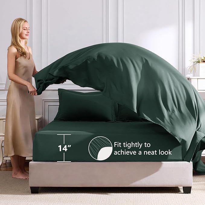 CozyLux Full Size Comforter Sets Forest Green - 7 Pieces Bed in a Bag Full, Luxury Soft Bed Set for All Seasons, Bedding Set with Down Alternative Comforter, Sheets, Pillowcases & Shams