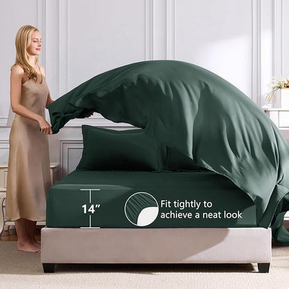 CozyLux Full Size Comforter Sets Forest Green - 7 Pieces Bed in a Bag Full, Luxury Soft Bed Set for All Seasons, Bedding Set with Down Alternative Comforter, Sheets, Pillowcases & Shams