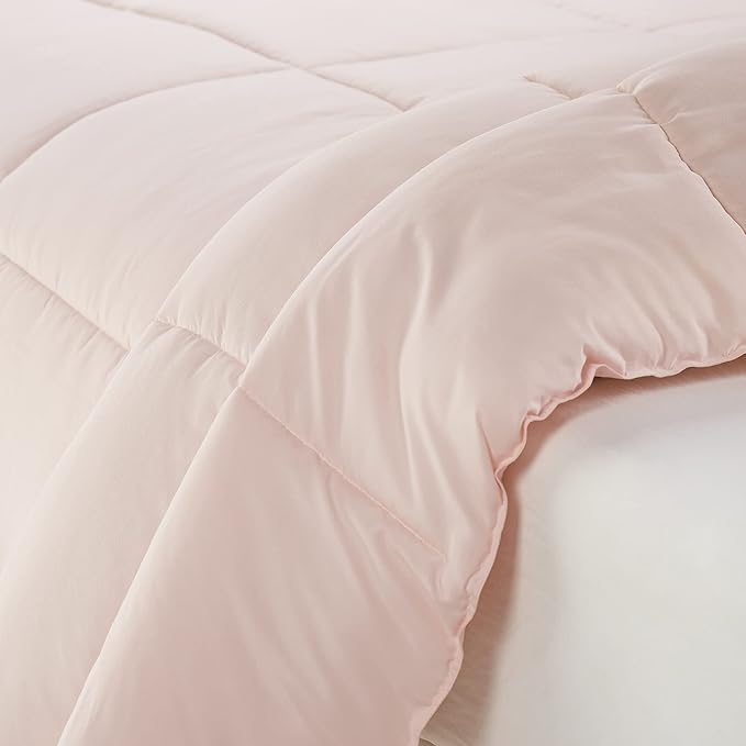SERTA Simply Clean Ultra Soft Hypoallergenic Solid 3 Piece Comforter Set, King, Blush