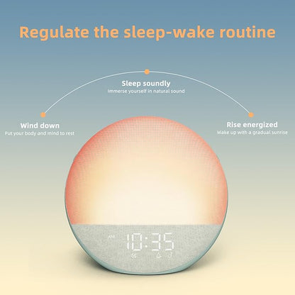 Sunrise Alarm Clock White Noise Machine: Natural Wake Up Light - Dimmable Clock with Bluetooth Speaker for Bedroom - 25 Sleep Sounds for Baby Adults Kids Sage Green