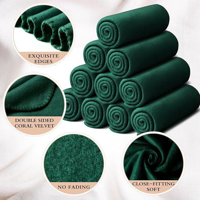 Kinlop Fleece Blanket Bulk 60 x 50 Inch Soft Lightweight Fleece Cozy Blanket Warm Throw Plush Pet Throw for Bed Couch Sofa Home Office Wedding Gifts Travel Camping(Turquoise Green)