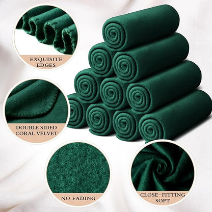 Kinlop Fleece Blanket Bulk 60 x 50 Inch Soft Lightweight Fleece Cozy Blanket Warm Throw Plush Pet Throw for Bed Couch Sofa Home Office Wedding Gifts Travel Camping(Turquoise Green)