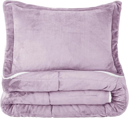 Seward Park Lavender Purple Fuzzy Sherpa Comforter Set Twin XL Size, All Season Fleece Fall Blanket for Girls, Soft Warm Winter College Dorm Bedding Sets with 1 Pillow Sham