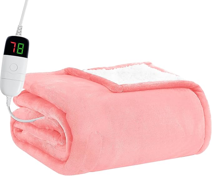 BOMOVA Heated Electric Blanket Full Size - 72" x 84" Heating Blanket with 10 Heating Levels & 8 Hours Auto Off, Warm Flannel Blanket, Christmas Birthday Gifts for Women