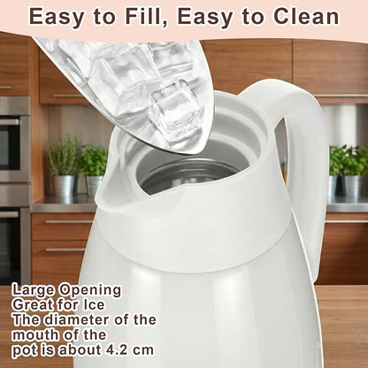 Norme 2 Pcs Thermal Coffee Carafe Insulated Stainless Steel Coffee Carafe for Hot Liquid Vacuum Thermal Pot Creamer Pitcher Dispenser with Brushes Keeping Hot Water Milk(Beige,68 oz)