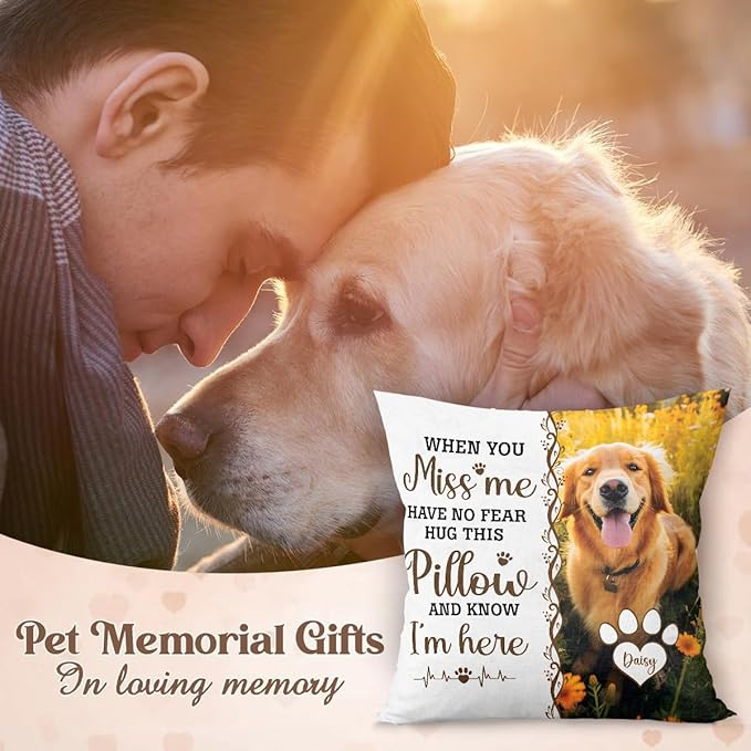 Personalized Pet Photo Memorial Throw Pillow (Insert Included), Dog Memorial Gifts For Loss Of Dog, Loss Of Dog Sympathy Gifts, Photo Pillow, Square Pillows, Pet Loss Gifts, Dog Memorial Gifts