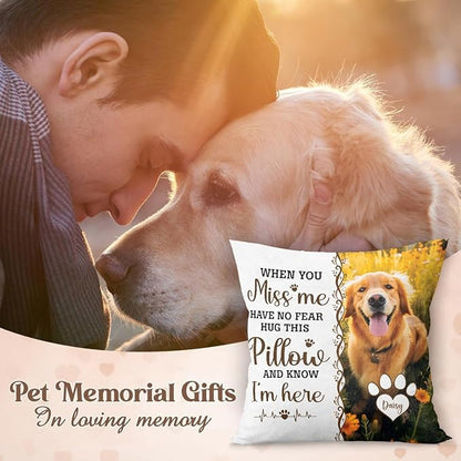 Personalized Pet Photo Memorial Throw Pillow (Insert Included), Dog Memorial Gifts For Loss Of Dog, Loss Of Dog Sympathy Gifts, Photo Pillow, Square Pillows, Pet Loss Gifts, Dog Memorial Gifts