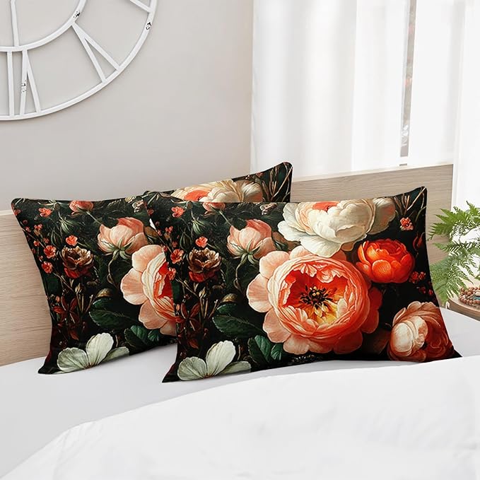 Colorful Flower Comforter Set Queen Size 3 PCS Bed in a Bag,Cute Floral Bedding Set for Girls Teens,Ultra Soft Microfiber Comforter Bed Set with 3-Pieces, Floral Bedroom Decor