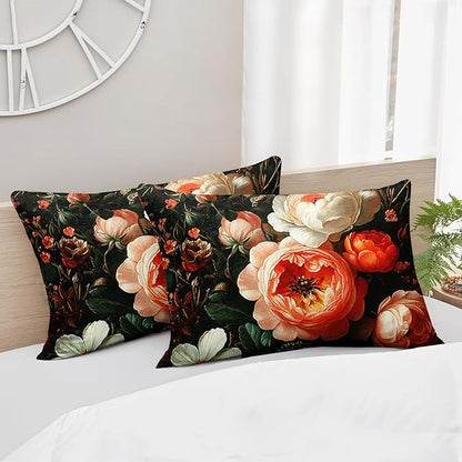 Colorful Flower Comforter Set Twin Size 3 PCS Bed in a Bag,Cute Floral Bedding Set for Girls Teens,Ultra Soft Microfiber Comforter Bed Set with 3-Pieces, Floral Bedroom Decor