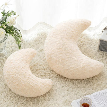 Moon Pillow, Decorative Throw Pillow with Soft Plush for Couch Bed, Cozy Moon Decorative Pillows for Bedroom Living Room, Home Décor Comfort Gift (Beige, 19.6 Inches)
