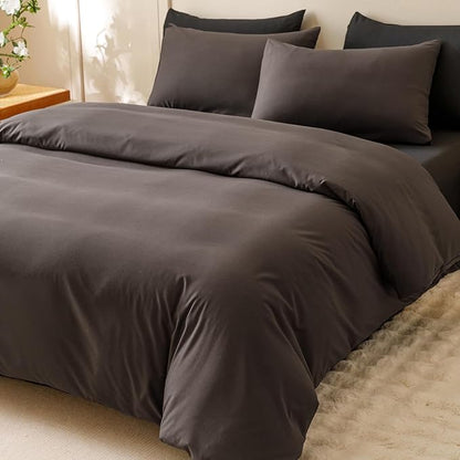 CLOTHKNOW Dark Brown King Size Comforter Set 3Pcs Mocha Coffee Bedding Comforter Sets Soft Brown Comforter Men Women Comforter with 2 x Pillow Cases