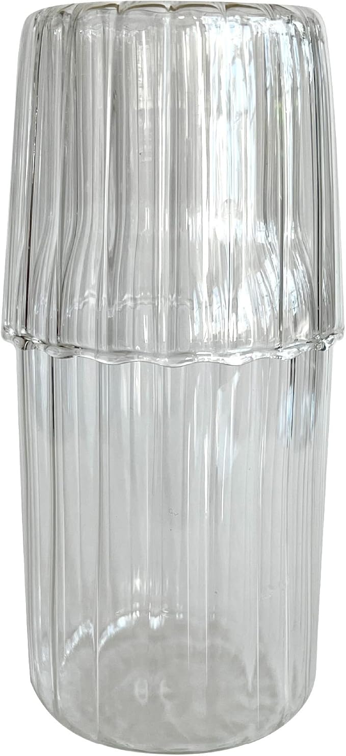 Lily's Home Vintage Style Bedside Night Water Carafe with Tumbler Glass, Use in Bedroom Bathroom, or Kitchen, Use Cup as Lid, Convenient and Stylish for Night Table, 16 Ounces
