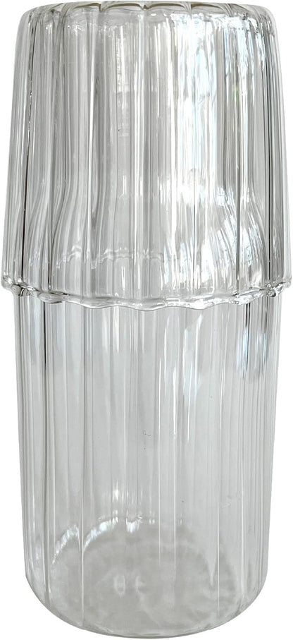 Lily's Home Vintage Style Bedside Night Water Carafe with Tumbler Glass, Use in Bedroom Bathroom, or Kitchen, Use Cup as Lid, Convenient and Stylish for Night Table, 16 Ounces