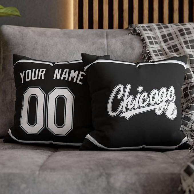 ANTKING Chicago Throw Pillow 2 Packs Custom Name and Number for Men Women Boy Personalized Gifts