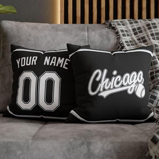 ANTKING Chicago Throw Pillow 2 Packs Custom Name and Number for Men Women Boy Personalized Gifts