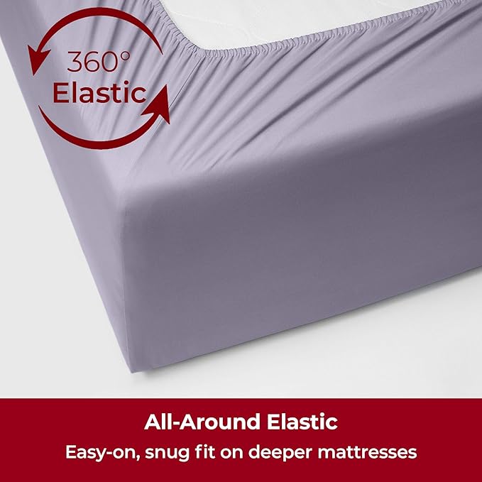Mellanni Extra Deep King Sheets - 4 PC Iconic Collection Bedding - Hotel Luxury, Ultra Soft, Cooling Bed Sheets - Wrinkle, Fade, Stain Resistant (King, Lavender)