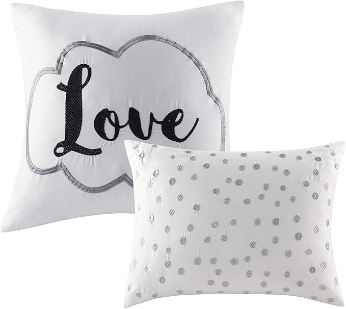 Intelligent Design - ID10-1245 Raina Comforter Set Metallic Print Geometric Design, Modern Trendy All Season Bedding Set, Matching Sham, Decorative Pillow, Grey/Silver, King/Cal King, 5 Piece