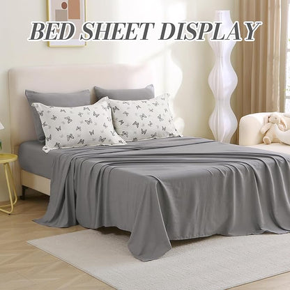 7 Pieces Black Butterfly Comforter Set for Girls Kids Soft Fluffy Bedding Set Twin Size Bed in A Bag as Gifts (1 Comforter, 1 Flat Sheet, 1 Fitted Sheet, 2 Pillowcase and 2 Pillow Sham)
