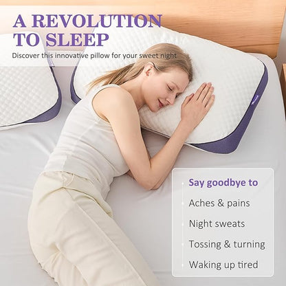 HOMELAB Adjustable Shredded Memory Foam Pillows King Size, Cooling Bed Pillows for Sleeping with Removable Cover, 2 Packs Medium Pillows for Side Stomach & Back Sleepers, 20"x34"