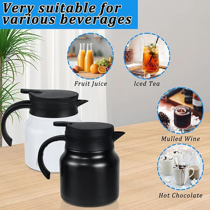 Small Thermal Coffee Carafe Stainless Steel Insulated Creamer Carafe Tea Pot 27Oz Insulation Pot (Black and White, 800ML(27Oz))