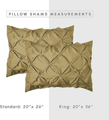 Elegant Comfort 8-Piece Pinch Pleated Comforter Set - All Season Complete Bed in a Bag, Includes 4pc Smart Sheet Set, Bed Skirt, Comforter, Matching Pillowcases and Shams, King/Cal King, Khaki