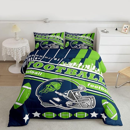 Feelyou Football Bedding Set Boys Girls King Size Women Men Football City Comforter Set Rugby Sports Duvet Quilt Bedroom Decor