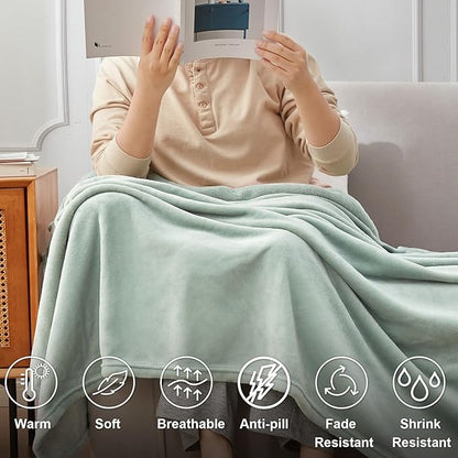 Hansleep Fleece Celadon Throw Blanket, Super Soft Flannel Fuzzy Plush Cozy Blanket for All Seasons, Celadon, Throw 50x60 Inches