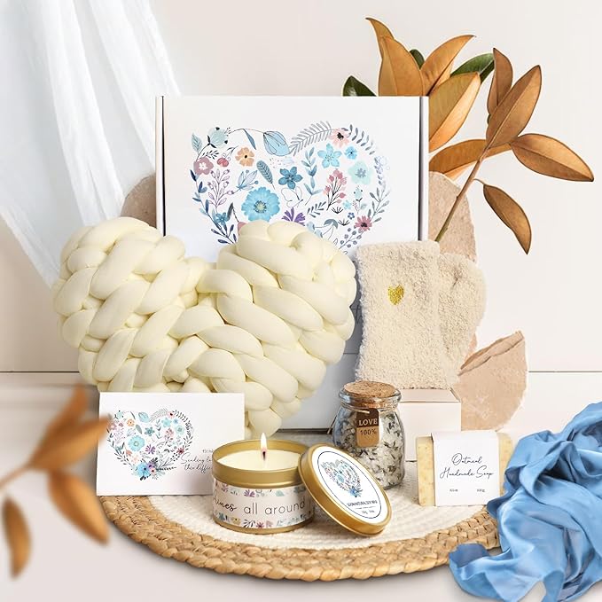 Sympathy Gift Baskets for Loss of Loved One Mother Father Husband Mom Dad, Memorial Condolences Bereavement Grief Gifts for Loss, Miscarriage Gifts for Mothers Women Care Package Box w/Ivory Pillow