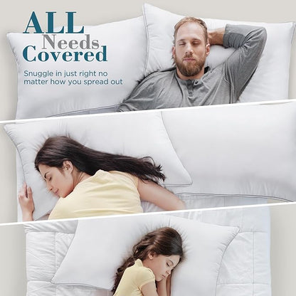 viewstar Bed Pillows Standard Size Set of 2, Hotel Cooling Down Alternative Gusseted Pillows for Side, Back, or Stomach Sleepers, White