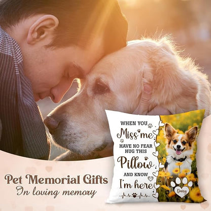 Q-Leo Personalized Pet Photo Memorial Throw Pillow (Insert Included), Pet Pillows Photo, Dog Memorial Gifts for Loss of Dog, Pet Loss Gift Sympathy Gift for Pet, Pillow Pet Dog, Pillow Case Cover