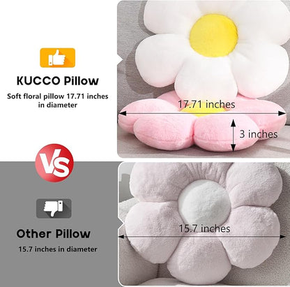 17.7 Inch Sage Green Flower Pillow – Daisy Shaped Cute Decorative Throw Pillow, Soft Floral Seating Cushion Floor Pillows for Sofa, Bed, Chair & Room Decor