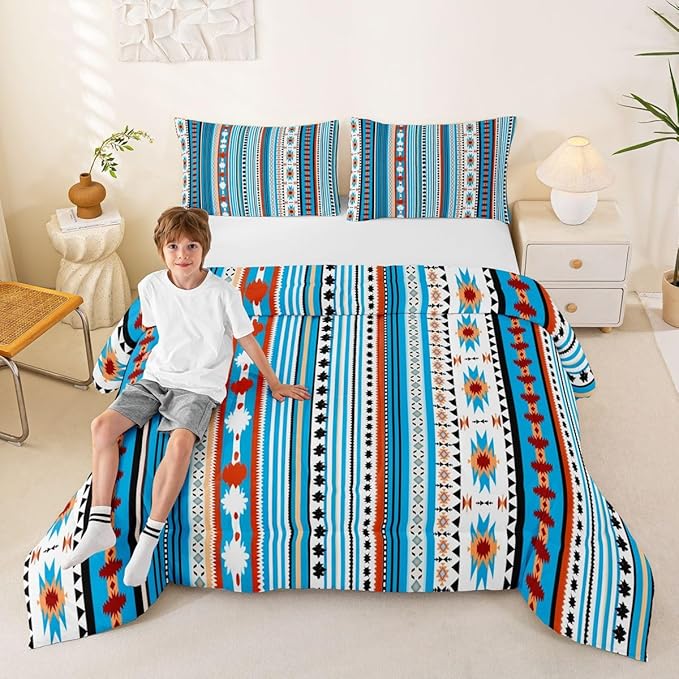 Erosebridal Western Boho Queen Comforter Set,Aztec Quilt,Ethnic Tribal Arrow Bedding Set Country Decor Western Duvet Insert,Western Room Decor for Bedroom Boho Living Room Decor,Southwestern Decor