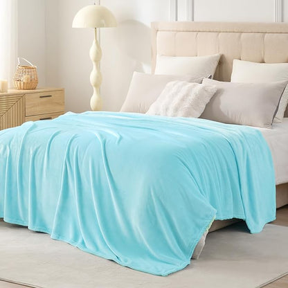 Hansleep Fleece Robin Egg Blue King Blanket, Super Soft Flannel Fuzzy Plush Cozy Blanket for All Seasons, Robin Egg Blue, King 90x108 Inches