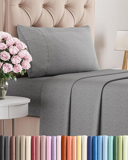 Twin XL Size 3 Piece Sheet Set - Comfy Breathable & Cooling Bed Sheets Set - Hotel Luxury Bedding for Women, Men, Kids, Teens, Boys & Girls - Deep Pockets and Wrinkle Free - Grey (Heathered Sheets)
