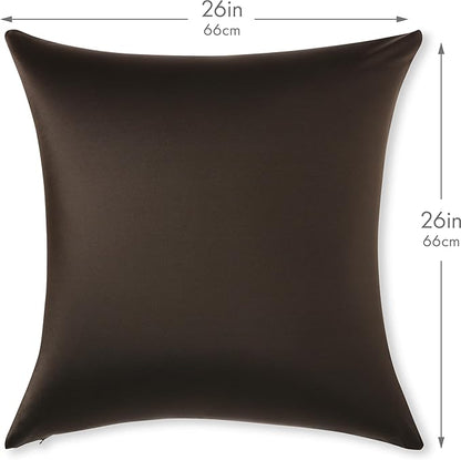 PILLOWY 26"x26" Throw Pillowcases (Cover Only) - 85/15 Nylon, Spandex - Luxurious, Silky, Stretchy & Soft - 1Pcs Solid Color - A Perfect Choice for Couch Chairs Sofa Bed Adult or Kids Bedroom, Black