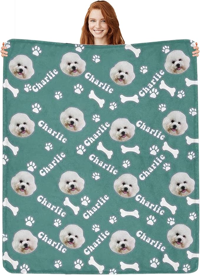 Personalized Dog Blanket with Name Customized Paw Prints Pet Blanket Loss Memorial Soft Throw Blankets Customized Pet Bereavement Gift Blanket Gift for Dog Lover Dog Mom Dog Dad